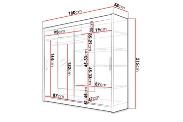 Prag Garderobe 180x57x215 cm - Hvit - Oppbevaring - Klesoppbevaring - Garderober & garderobesystem