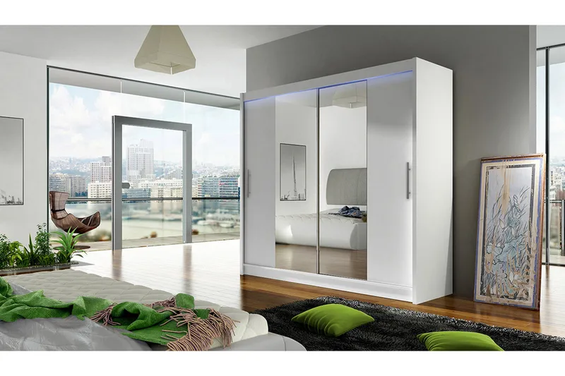 Prag Garderobe 180x57x215 cm - Hvit - Oppbevaring - Klesoppbevaring - Garderober & garderobesystem