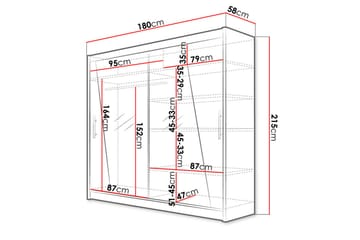 Prag Garderobe med Speil 180x215 cm - Beige - Oppbevaring - Klesoppbevaring - Garderober & garderobesystem