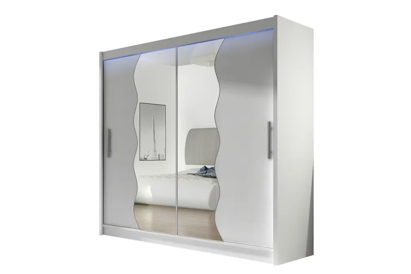 Prag Garderobe med Speil 180x215 cm, Hvit