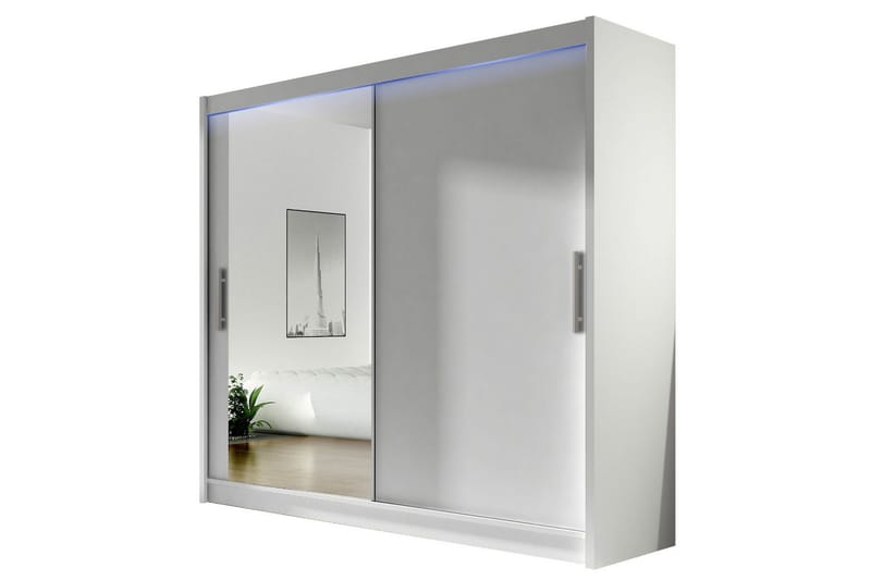 Prag Garderobe med Speil 180x215 cm, Hvit