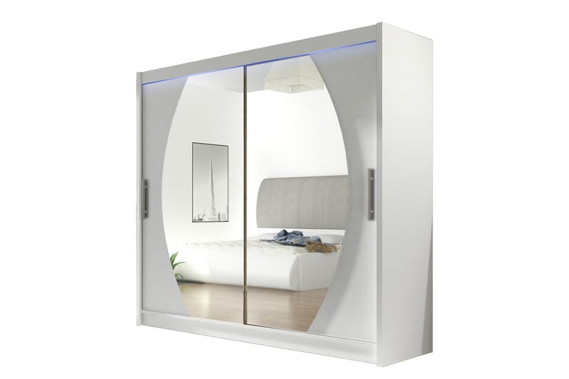 Prag Garderobe med Speil 180x215 cm - Hvit - Oppbevaring - Klesoppbevaring - Garderober & garderobesystem