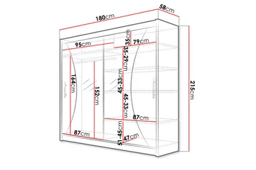 Prag Garderobe med Speil 180x215 cm - Svart - Oppbevaring - Klesoppbevaring - Garderober & garderobesystem