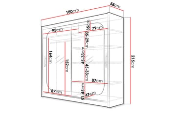 Prag Garderobe Skyvedører Firekantet Speil - Eik - Oppbevaring - Klesoppbevaring - Garderober & garderobesystem