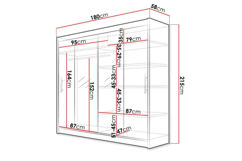 Prag Garderobe Skyvedører med Speil - Svart - Garderobeskap & klesskap - Garderober & garderobesystem