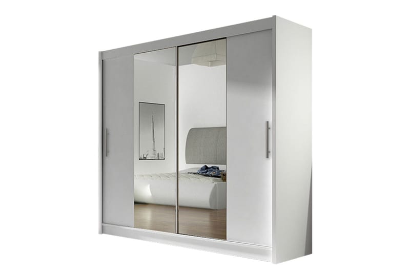 Prag Garderobe Skyvedører Smaltt Speil - Hvit - Oppbevaring - Klesoppbevaring - Garderober & garderobesystem