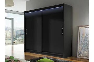 Prag Garderobeskap 180x215 cm i Tre - Svart - Oppbevaring - Klesoppbevaring - Garderober & garderobesystem