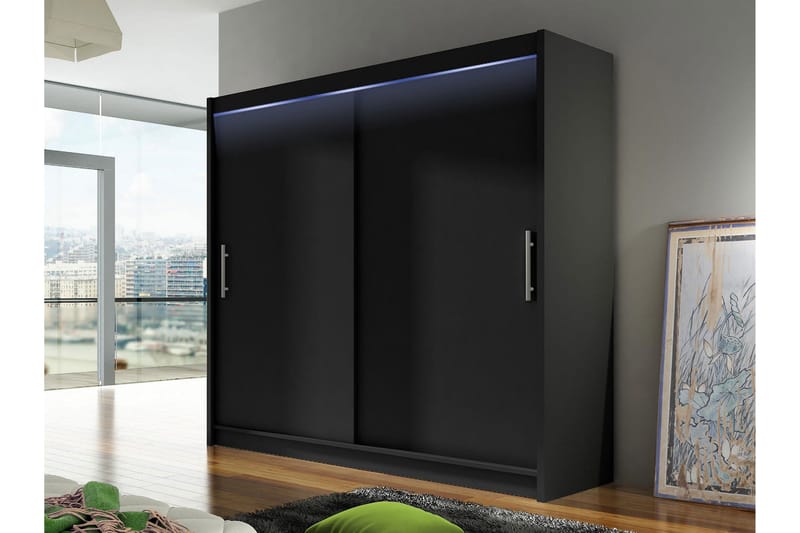 Prag Garderobeskap 180x215 cm i Tre - Svart - Oppbevaring - Klesoppbevaring - Garderober & garderobesystem
