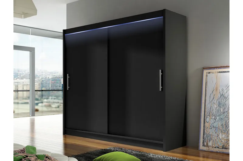 Prag Garderobeskap 180x215 cm - Svart - Oppbevaring - Klesoppbevaring - Garderober & garderobesystem