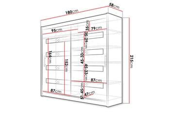 Prag Garderobeskap med Oppbevaring 180x215 cm i Tre - Svart - Oppbevaring - Klesoppbevaring - Garderober & garderobesystem