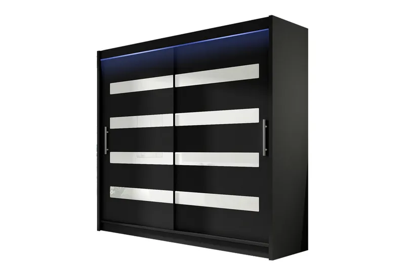 Prag Garderobeskap med Oppbevaring 180x215 cm i Tre, Svart