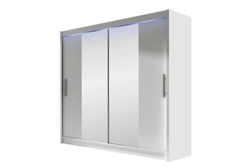 Prag Garderobeskap med Speil 180x215 cm - Hvit - Oppbevaring - Klesoppbevaring - Garderober & garderobesystem