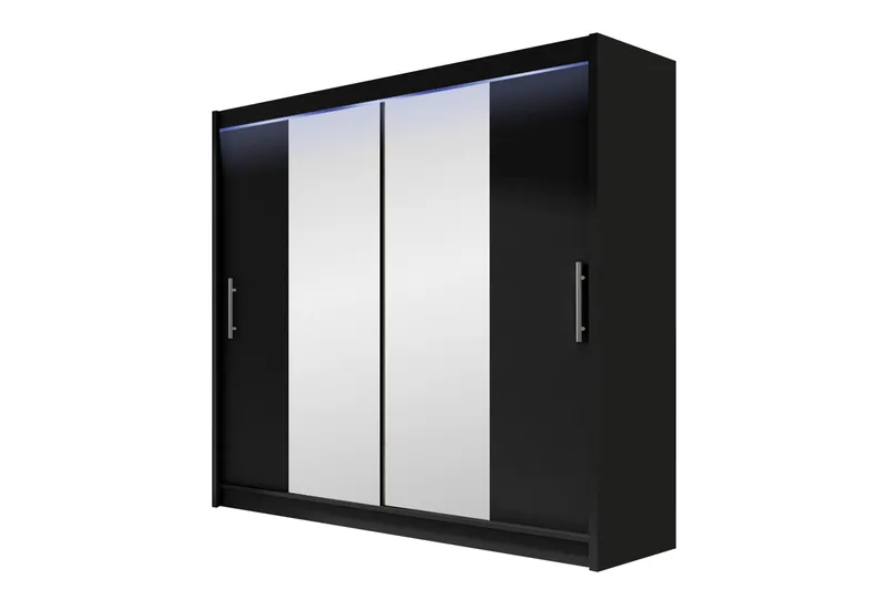 Prag Garderobeskap med Speil 180x215 cm, Svart