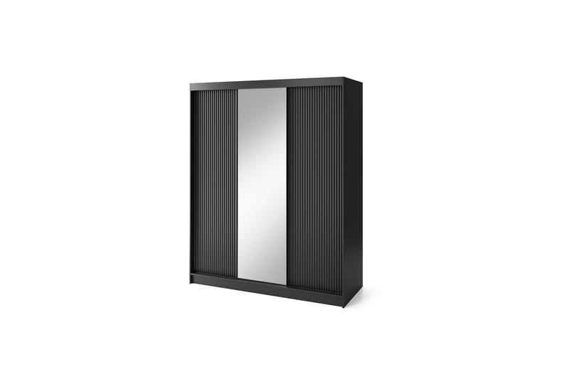 Prescco Garderobe med Speil 120x220 cm, Svart