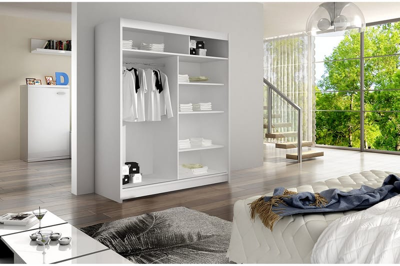 Presto Garderobe 58x150 cm i Tre med Metallramme - Svart|Hvit - Oppbevaring - Klesoppbevaring - Garderober & garderobesystem