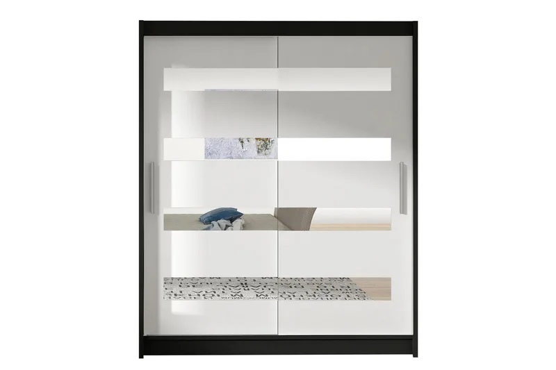 Presto Garderobe 58x150 cm i Tre med Metallramme, Svart|Hvit
