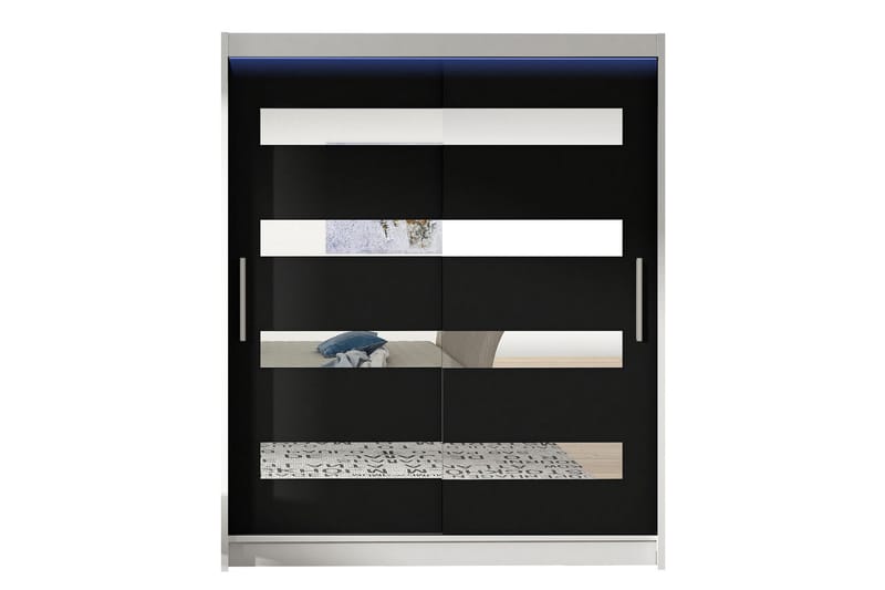 Presto Garderobe 58x150 cm LED-belysning - Hvit/Svart - Oppbevaring - Klesoppbevaring - Garderober & garderobesystem