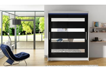 Presto Garderobe 58x150 cm LED-belysning - Hvit/Svart - Oppbevaring - Klesoppbevaring - Garderober & garderobesystem