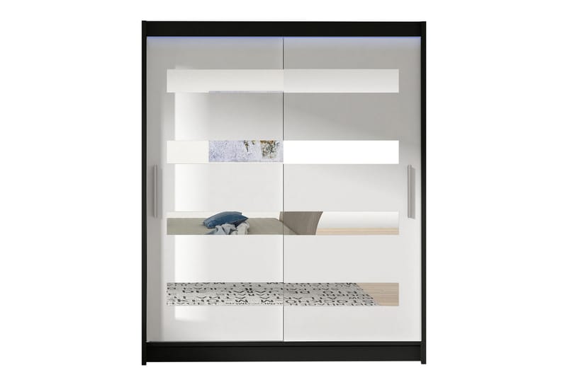 Presto Garderobe 58x150 cm LED-belysning - Svart/Hvit - Oppbevaring - Klesoppbevaring - Garderober & garderobesystem