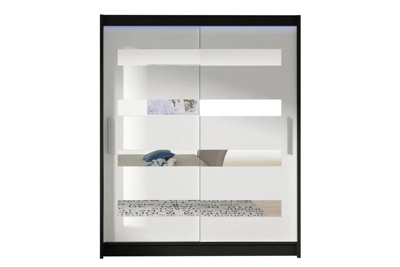Presto Garderobe 58x150 cm LED-belysning - Svart/Hvit - Oppbevaring - Klesoppbevaring - Garderober & garderobesystem - Garderobeskap & klesskap