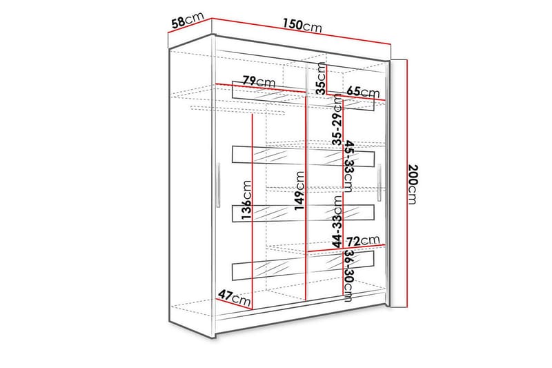 Presto Garderobe 58x150 cm - Svart - Oppbevaring - Klesoppbevaring - Garderober & garderobesystem