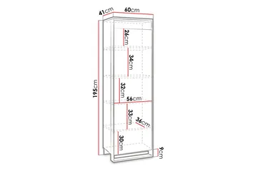 Quant Garderobe 41x60 cm - Eik/Svart - Oppbevaring - Klesoppbevaring - Garderober & garderobesystem
