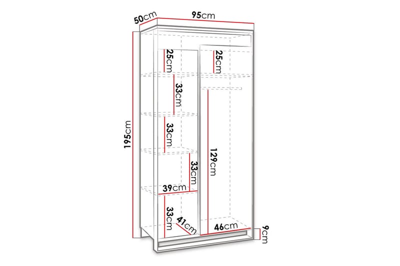 Quant Garderobe 50x95 cm - Eik/Svart - Oppbevaring - Klesoppbevaring - Garderober & garderobesystem
