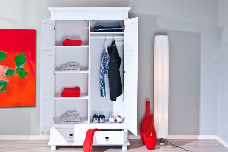 Regina Garderobe 116 cm - Hvit - Oppbevaring - Klesoppbevaring - Garderober & garderobesystem