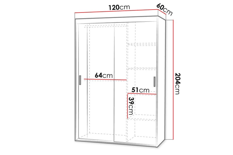 Rejasia Garderobe med Speil 120 cm - Hvit - Garderober & garderobesystem - Garderobeskap & klesskap