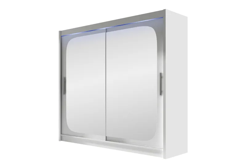Rilievo Garderobe med Speil 180 cm i Malt Tre, Hvit