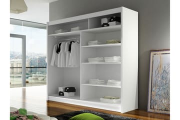 Rilievo Garderobe med Speil 180 cm i Malt Tre - Hvit - Oppbevaring - Klesoppbevaring - Garderober & garderobesystem