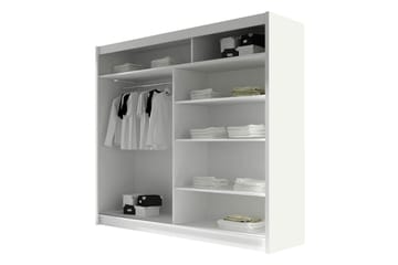 Rilievo Garderobe med Speil 180 cm i Malt Tre - Hvit - Oppbevaring - Klesoppbevaring - Garderober & garderobesystem
