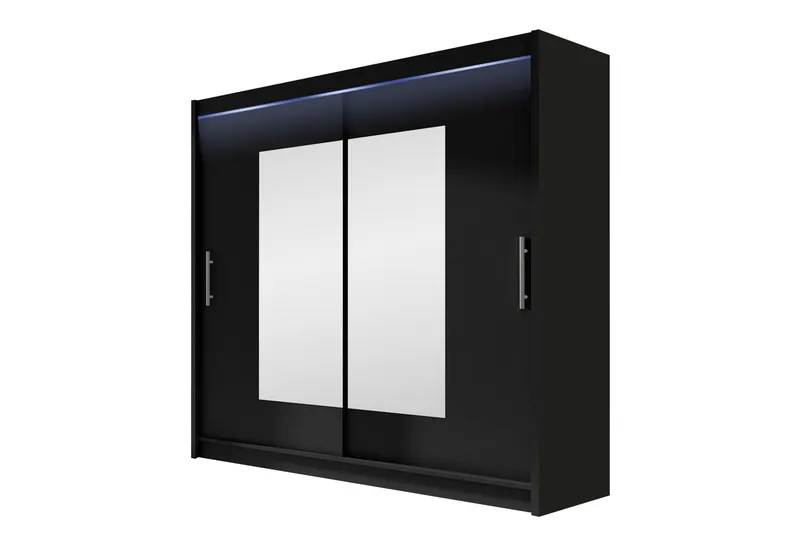 Rilievo Garderobeskap Med Speil 180x215 cm - Brun - Oppbevaring - Klesoppbevaring - Garderober & garderobesystem