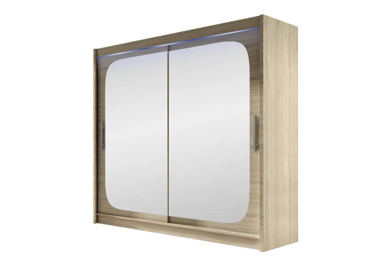 Rilievo Garderobeskap Med Speil 180x215 cm - Brun - Oppbevaring - Klesoppbevaring - Garderober & garderobesystem