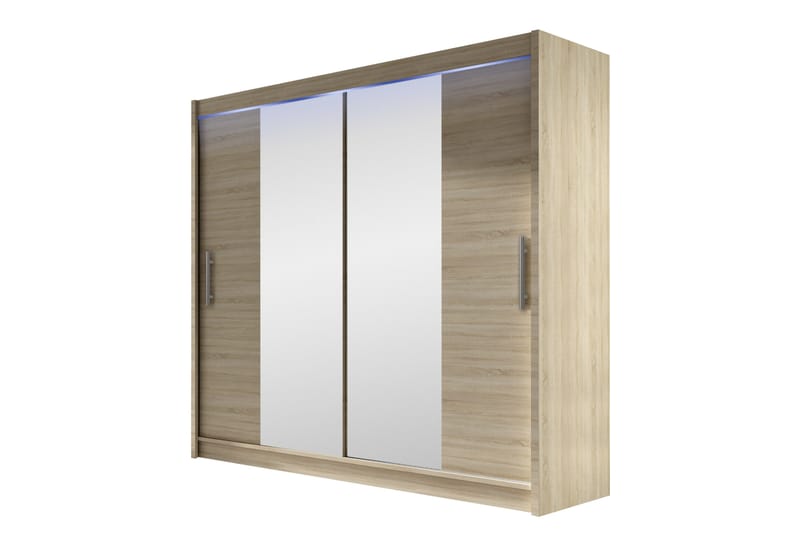 Rilievo Garderobeskap Med Speil 180x215 cm - Brun - Oppbevaring - Klesoppbevaring - Garderober & garderobesystem