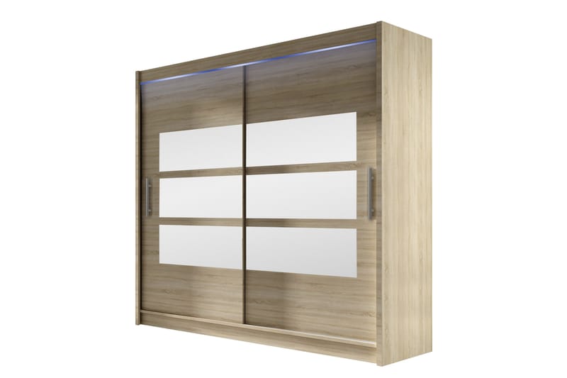 Rilievo Garderobeskap Med Speil 180x215 cm - Brun - Oppbevaring - Klesoppbevaring - Garderober & garderobesystem