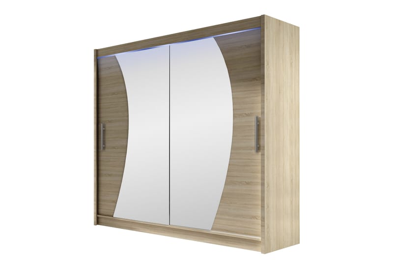 Rilievo Garderobeskap Med Speil 180x215 cm - Brun - Oppbevaring - Klesoppbevaring - Garderober & garderobesystem