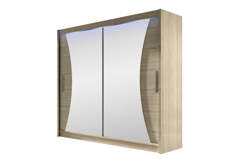 Rilievo Garderobeskap Med Speil 180x215 cm - Brun - Oppbevaring - Klesoppbevaring - Garderober & garderobesystem