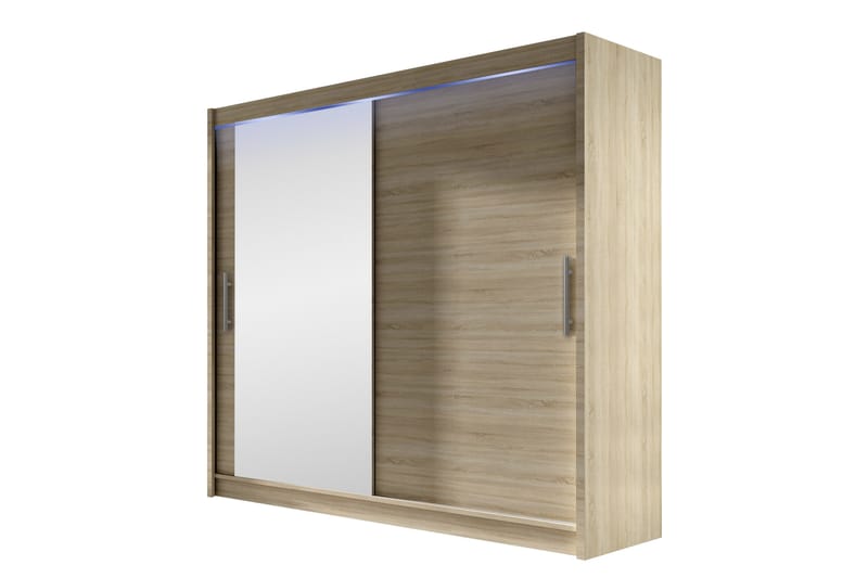 Rilievo Garderobeskap Med Speil 180x215 cm - Brun - Oppbevaring - Klesoppbevaring - Garderober & garderobesystem
