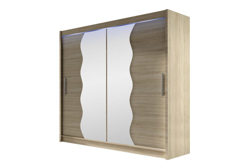 Rilievo Garderobeskap Med Speil 180x215 cm - Brun - Oppbevaring - Klesoppbevaring - Garderober & garderobesystem