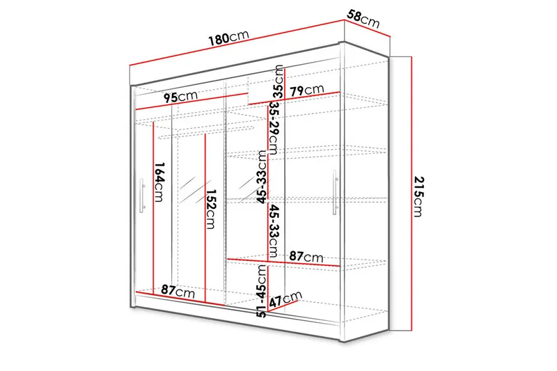Rilievo Garderobeskap Med Speil 180x215 cm - Brun - Oppbevaring - Klesoppbevaring - Garderober & garderobesystem