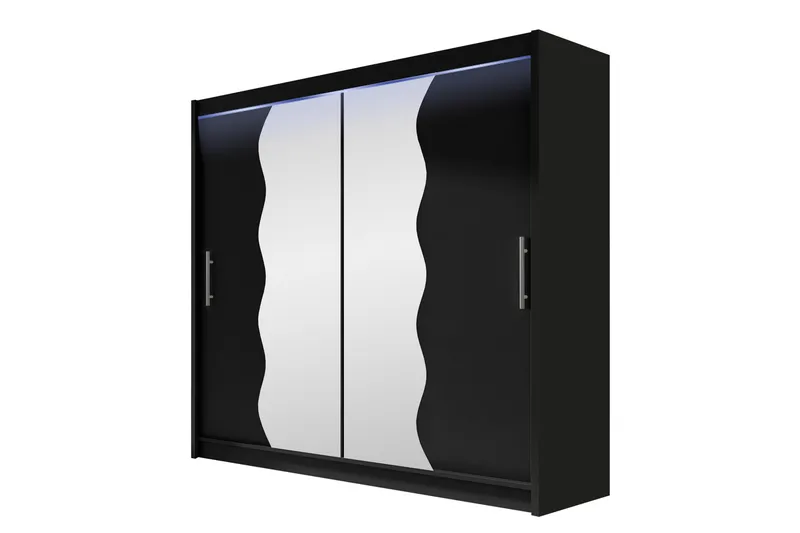 Rilievo Garderobeskap Med Speil 180x215 cm - Grå - Oppbevaring - Klesoppbevaring - Garderober & garderobesystem