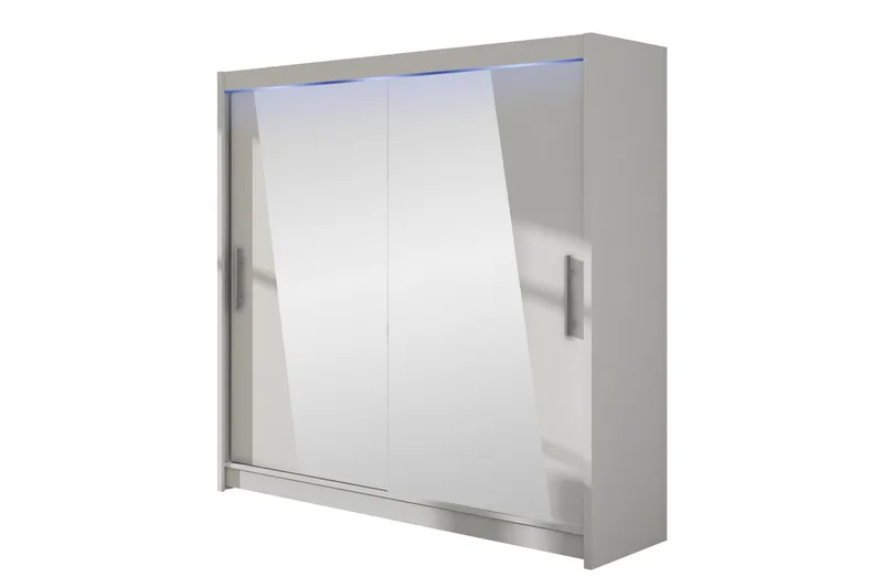 Hvit Rilievo Garderobeskap Med Speil 180x215 cm