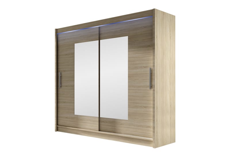 Rilievo Garderobeskap Med Speil 180x215 cm - Hvit/Brun - Oppbevaring - Klesoppbevaring - Garderober & garderobesystem