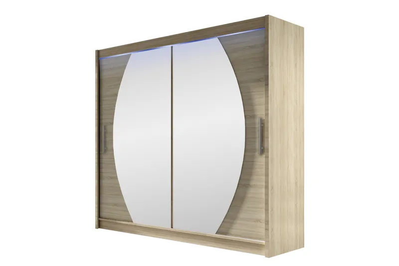 Rilievo Garderobeskap Med Speil 180x215 cm - Rosa - Oppbevaring - Klesoppbevaring - Garderober & garderobesystem