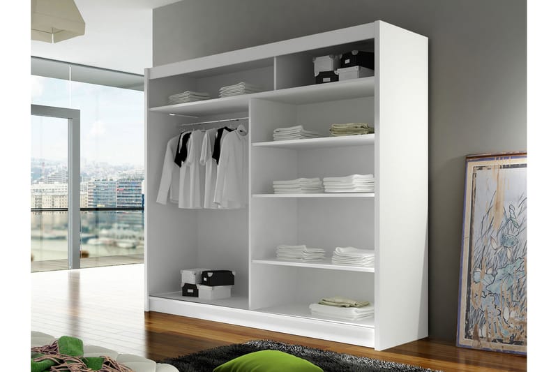 Rilievo Garderobeskap Med Speil 180x215 cm - Rosa - Oppbevaring - Klesoppbevaring - Garderober & garderobesystem