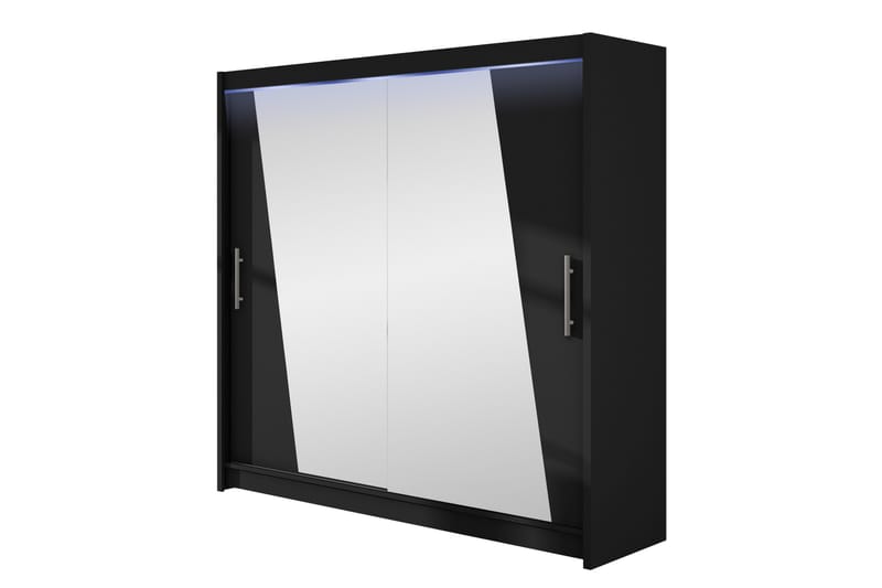 Rilievo Garderobeskap Med Speil 180x215 cm - Svart - Oppbevaring - Klesoppbevaring - Garderober & garderobesystem