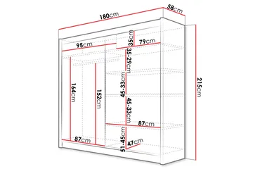 Rilievo Garderobeskap Med Speil 180x215 cm - Oppbevaring - Klesoppbevaring - Garderober & garderobesystem
