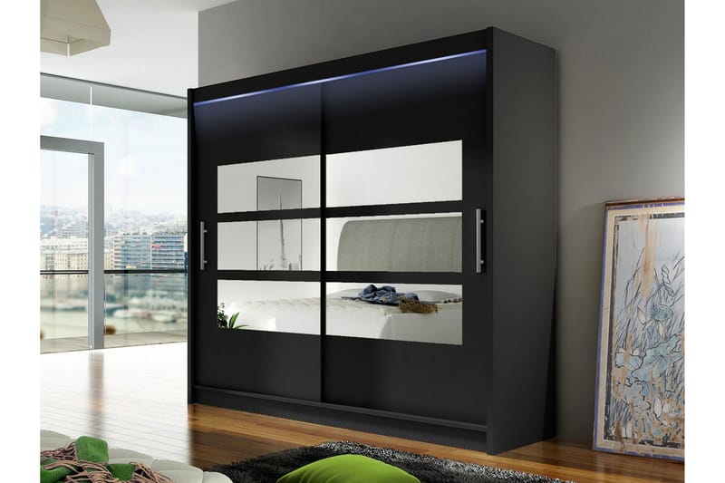 Rilievo Garderobeskap Med Speil 180x215 cm - Oppbevaring - Klesoppbevaring - Garderober & garderobesystem