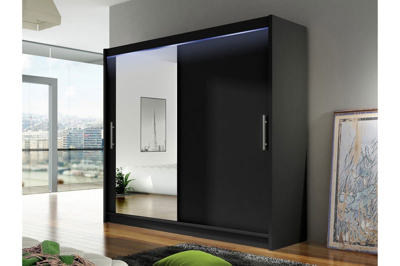 Rilievo Garderobeskap Med Speil 180x215 cm - Oppbevaring - Klesoppbevaring - Garderober & garderobesystem